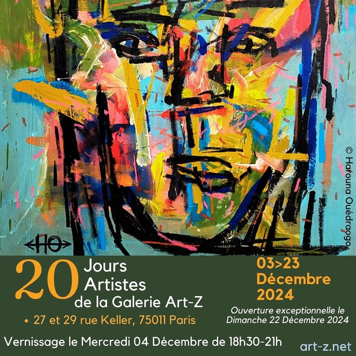 Affiche de l'exposition 20 jours 20 artistes de la Galerie Art-Z