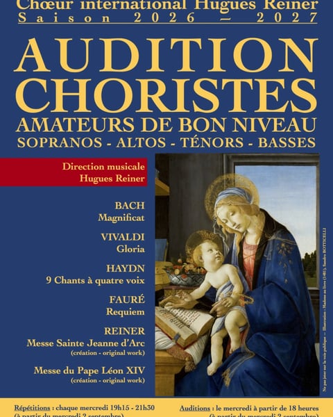 Audition de choristes amateurs de bon niveau