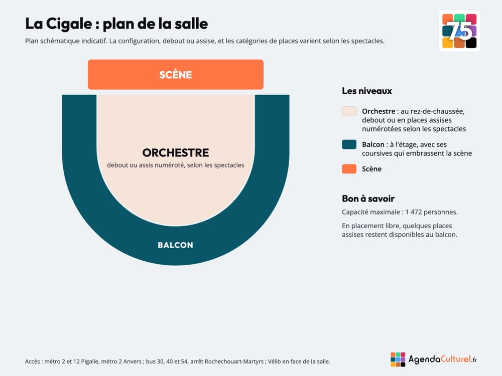 Plan de la salle de La Cigale