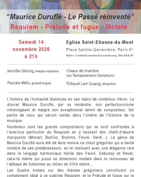 Concert consacré à l’œuvre de Maurice Duruflé