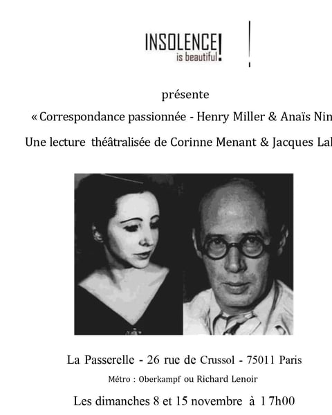 Correspondance passionnée : Henry Miller et Anaïs Nin
