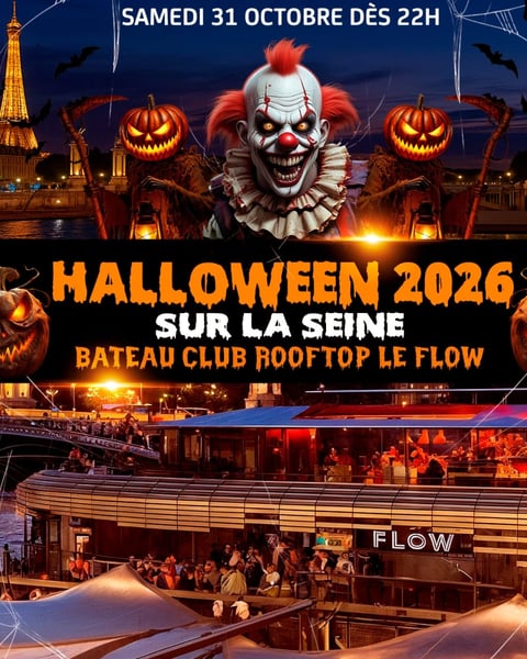 Halloween Boat Rooftop Club Party géante hantée sur la Seine