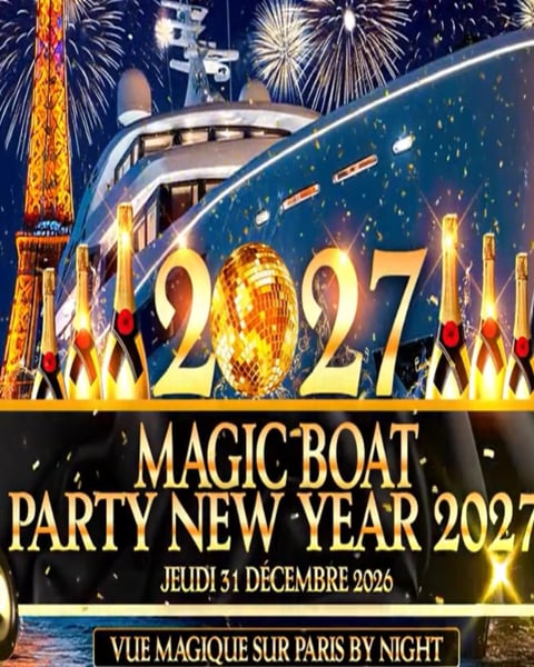 Magic Boat Party sur la Seine Nouvel An 2027 vue Notre-Dame