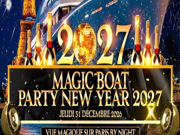 Magic Boat Party sur la Seine Nouvel An 2027 vue Notre-Dame